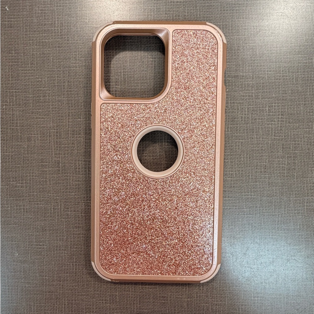 iPhone 14 Pro Max Glittery Rose Gold Phone Case